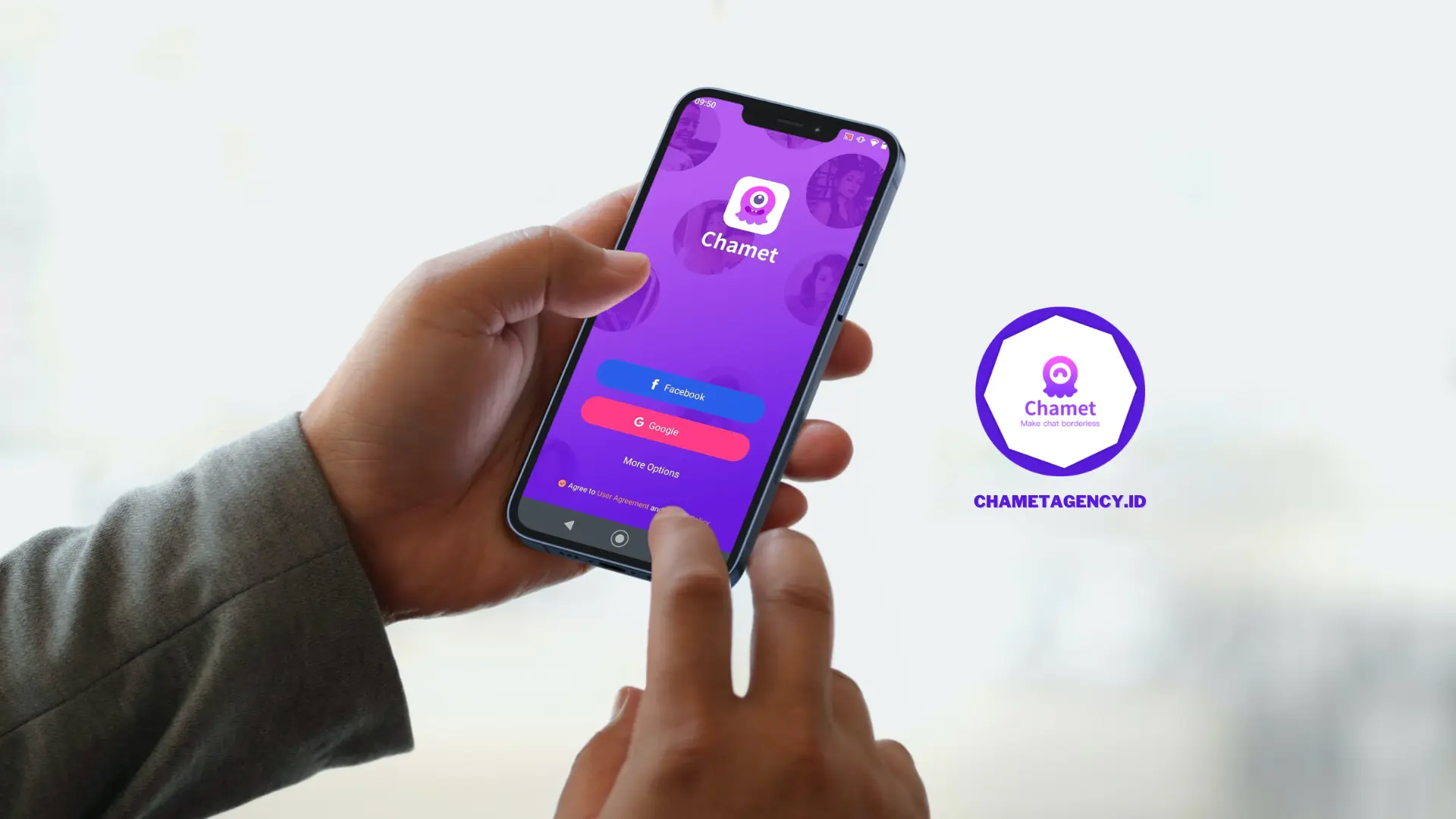 Chamet app logo and interface.