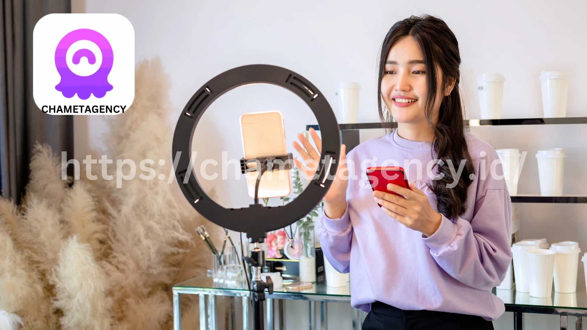 Chamet host interacting with a live audience on their smartphone