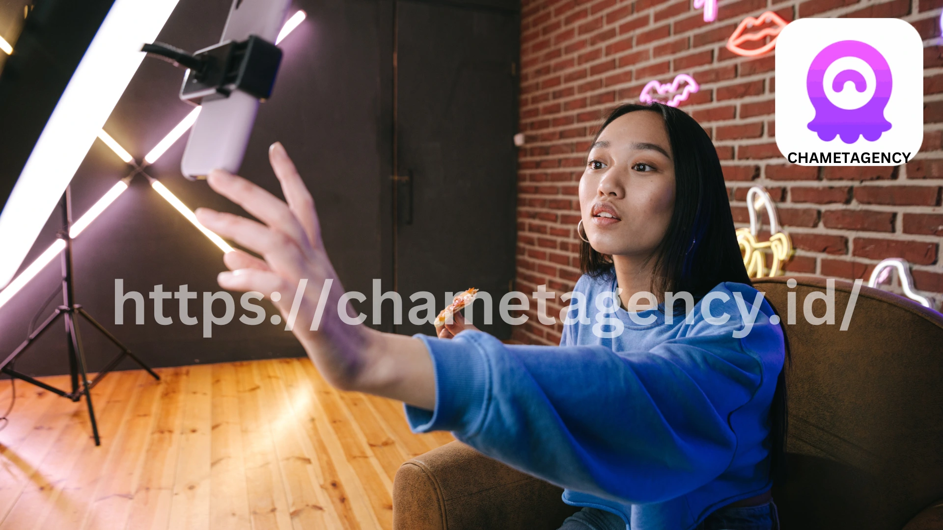 Smartphone screens showing Chamet App features